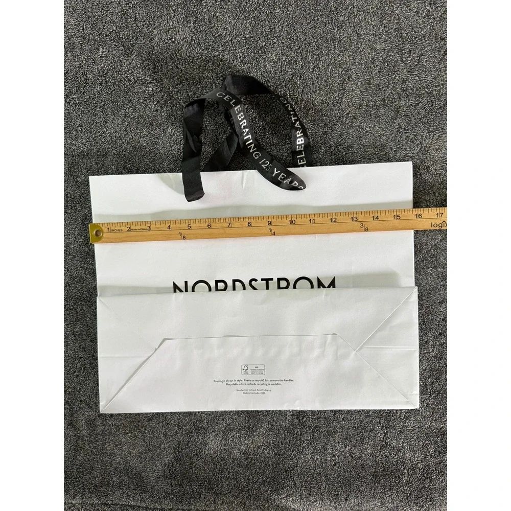 Nordstrom 125 Years Anniversary Large Paper Shopping Bag Ribbon Handle 16x12x6